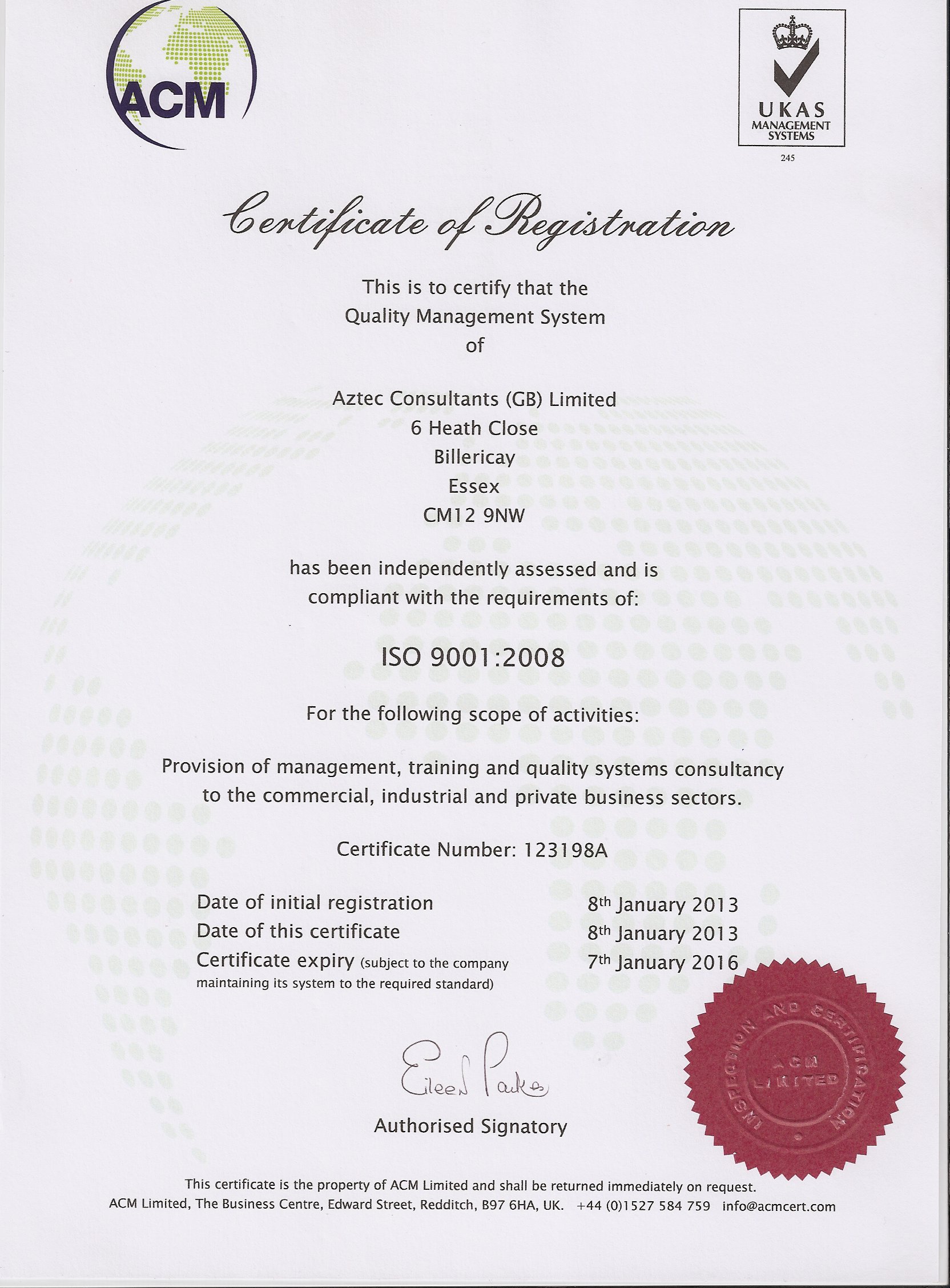 ISO9001 Certificate